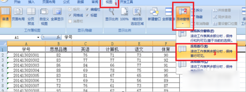 冻结表格窗口 冻结表格窗口